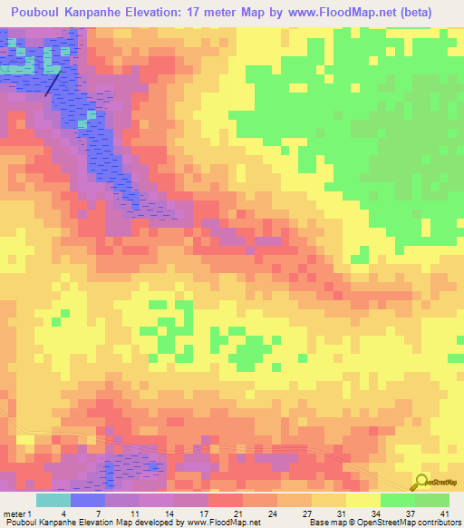 Pouboul Kanpanhe,Senegal Elevation Map