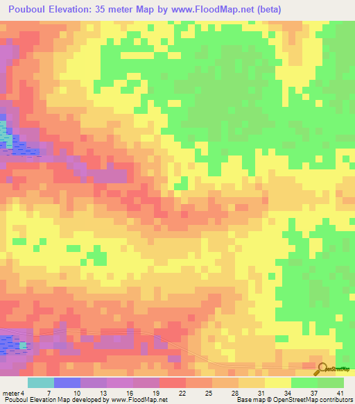 Pouboul,Senegal Elevation Map