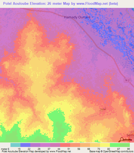 Polel Aouloube,Senegal Elevation Map
