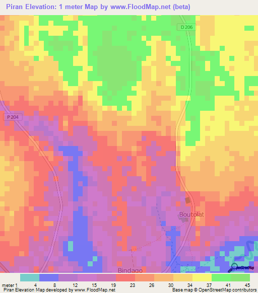 Piran,Senegal Elevation Map