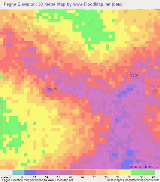 Pegne,Senegal Elevation Map