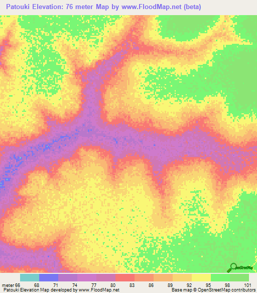 Patouki,Senegal Elevation Map