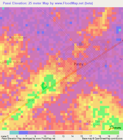 Passi,Senegal Elevation Map