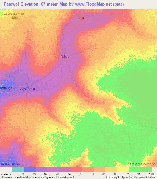 Parawol,Senegal Elevation Map