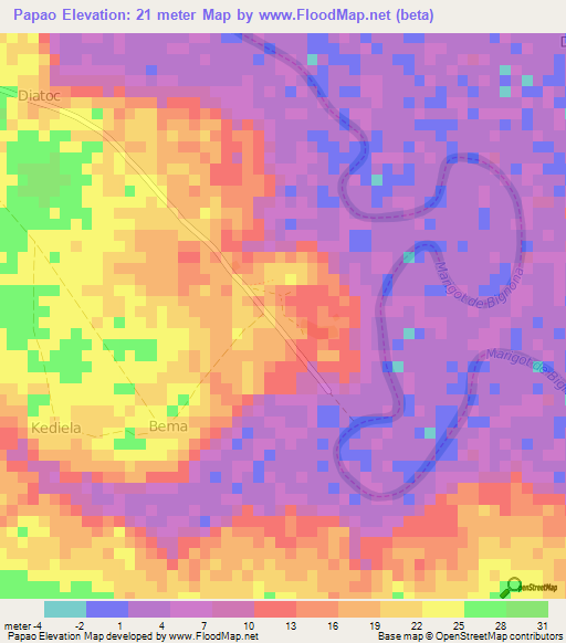 Papao,Senegal Elevation Map