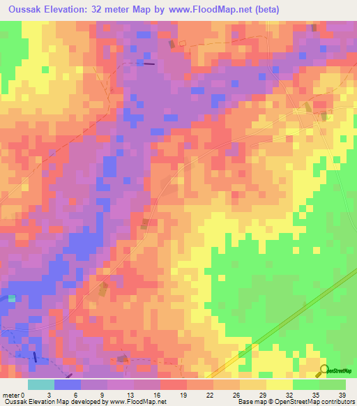 Oussak,Senegal Elevation Map