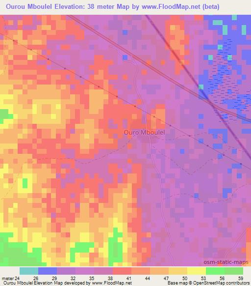 Ourou Mboulel,Senegal Elevation Map