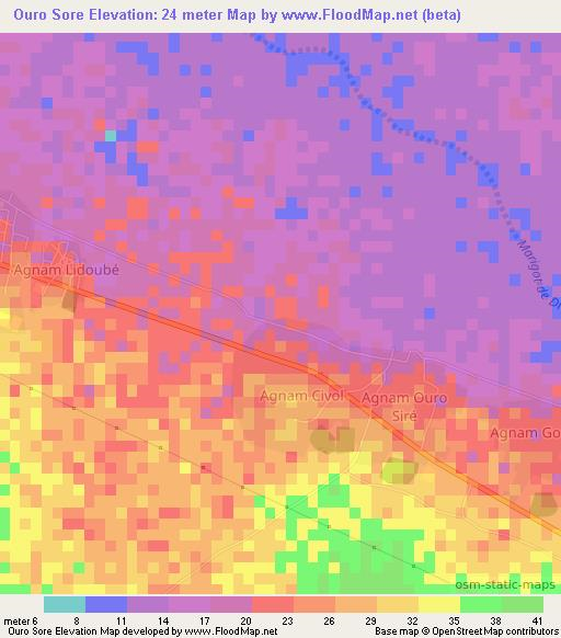Ouro Sore,Senegal Elevation Map