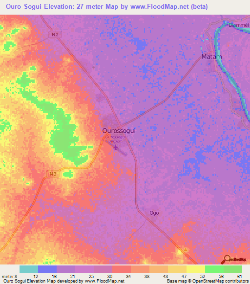 Ouro Sogui,Senegal Elevation Map