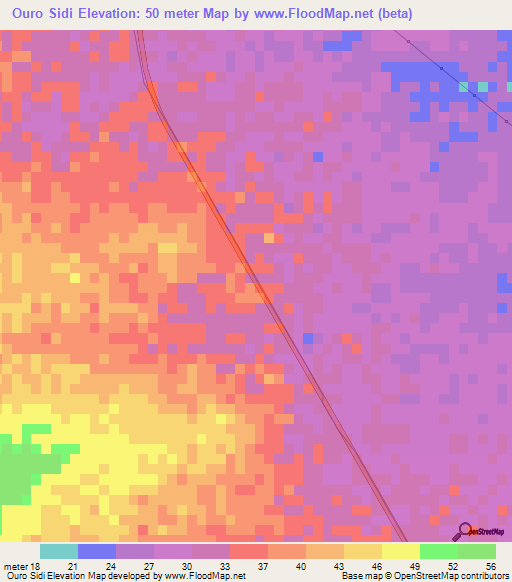 Ouro Sidi,Senegal Elevation Map