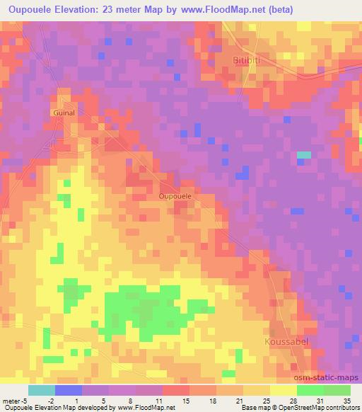 Oupouele,Senegal Elevation Map