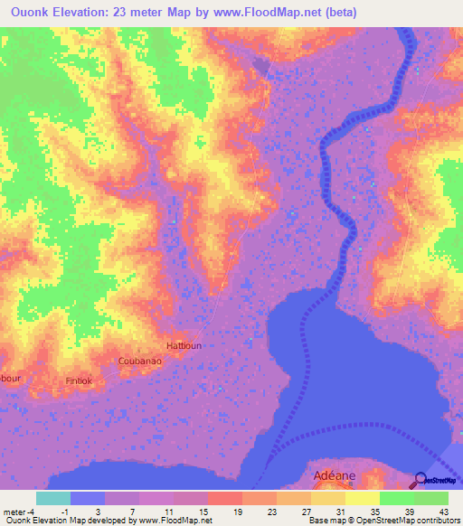 Ouonk,Senegal Elevation Map