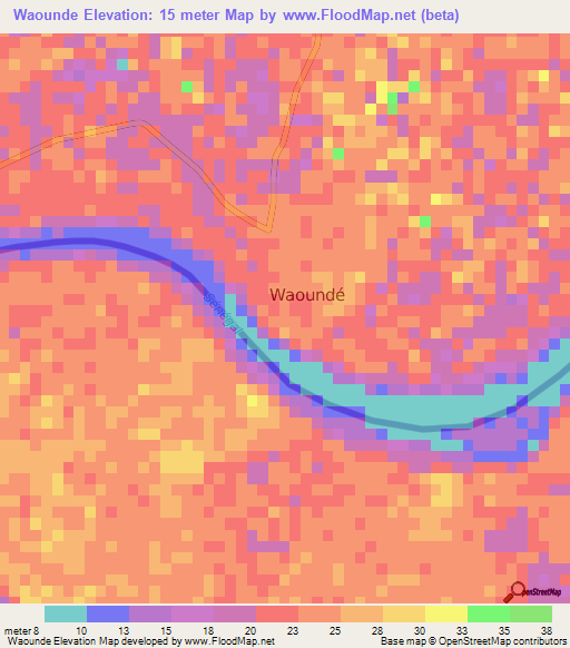 Waounde,Senegal Elevation Map