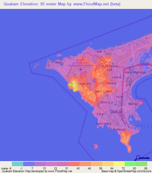 Quakam,Senegal Elevation Map