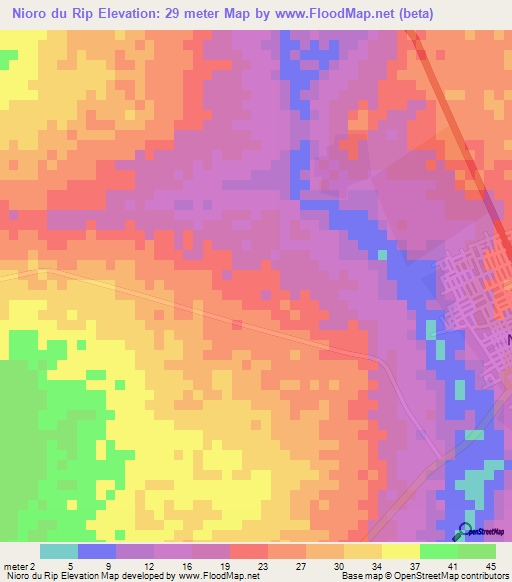 Nioro du Rip,Senegal Elevation Map