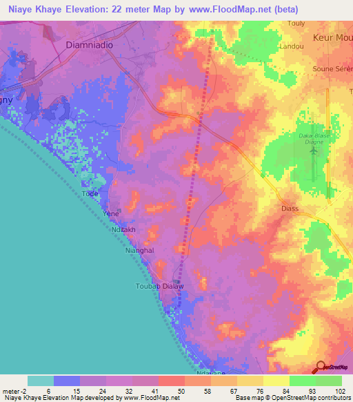Niaye Khaye,Senegal Elevation Map