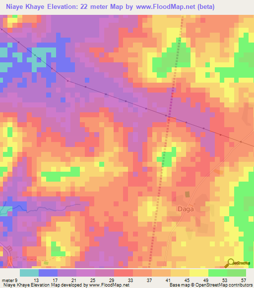 Niaye Khaye,Senegal Elevation Map