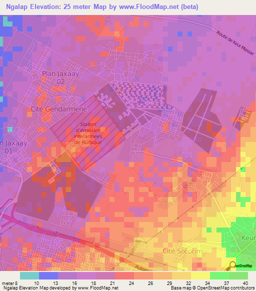 Ngalap,Senegal Elevation Map