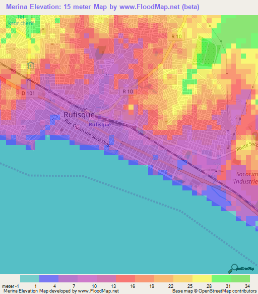 Merina,Senegal Elevation Map