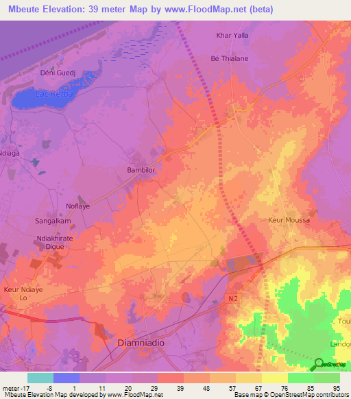 Mbeute,Senegal Elevation Map