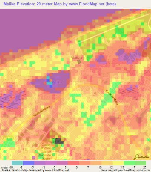 Malika,Senegal Elevation Map