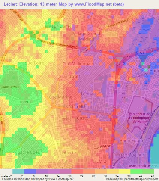 Leclerc,Senegal Elevation Map