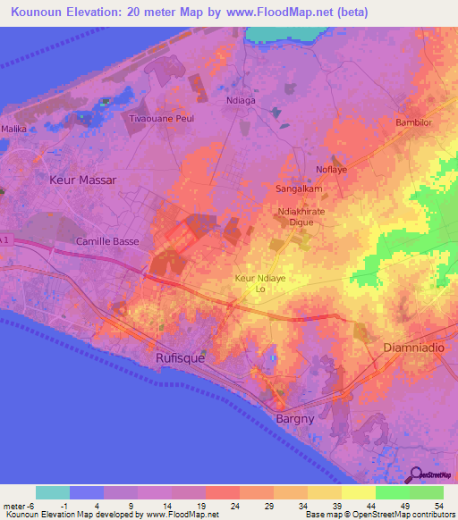 Kounoun,Senegal Elevation Map