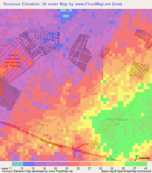 Kounoun,Senegal Elevation Map