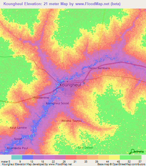 Koungheul,Senegal Elevation Map