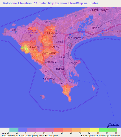 Kolobane,Senegal Elevation Map