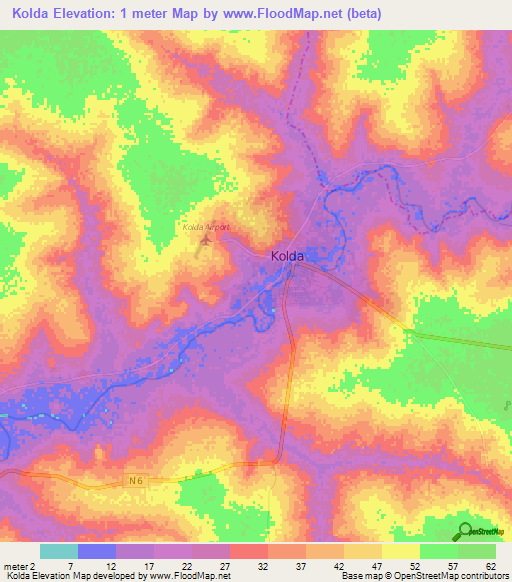 Kolda,Senegal Elevation Map