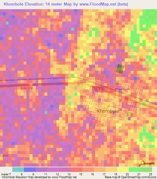 Khombole,Senegal Elevation Map