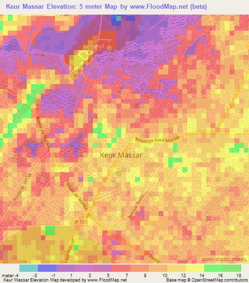 Keur Massar,Senegal Elevation Map