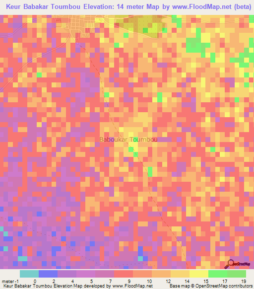 Keur Babakar Toumbou,Senegal Elevation Map