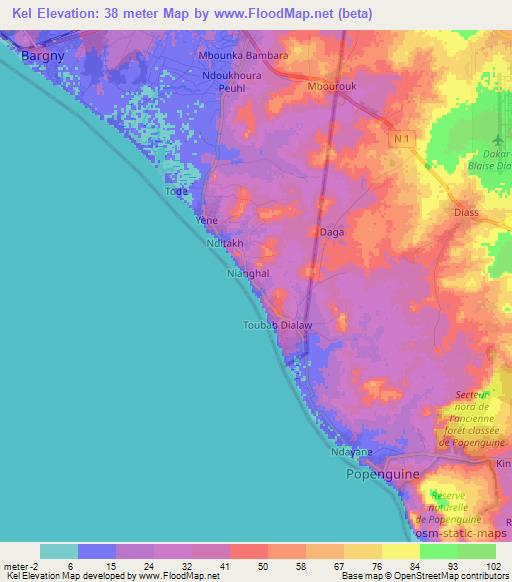 Kel,Senegal Elevation Map