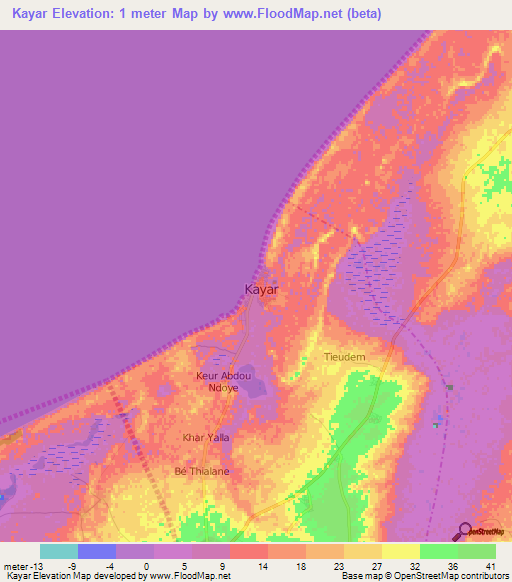 Kayar,Senegal Elevation Map