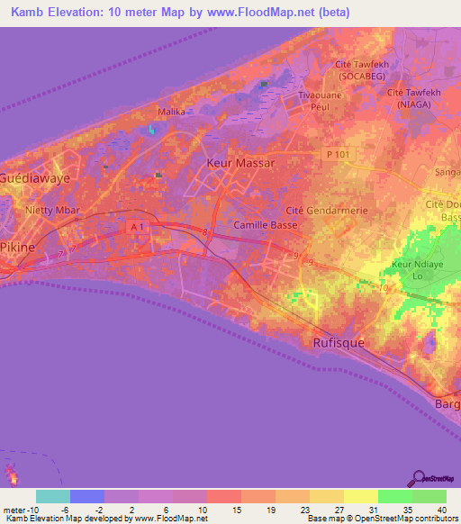Kamb,Senegal Elevation Map