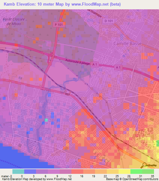 Kamb,Senegal Elevation Map