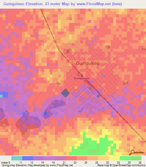 Guinguineo,Senegal Elevation Map