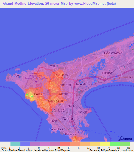 Grand Medine,Senegal Elevation Map