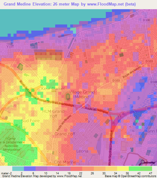 Grand Medine,Senegal Elevation Map