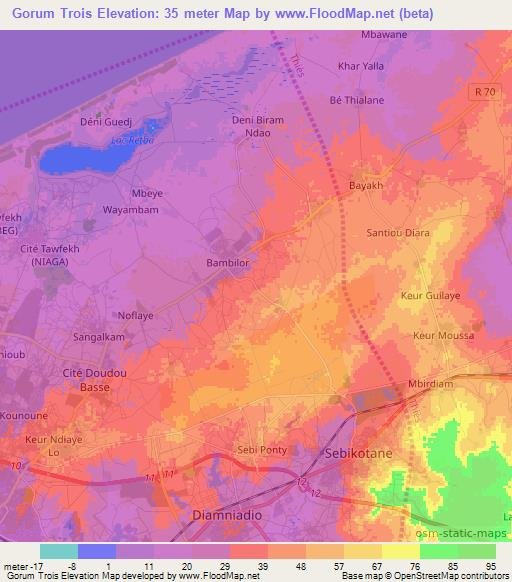 Gorum Trois,Senegal Elevation Map