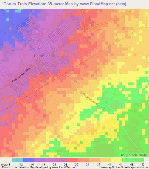 Gorum Trois,Senegal Elevation Map