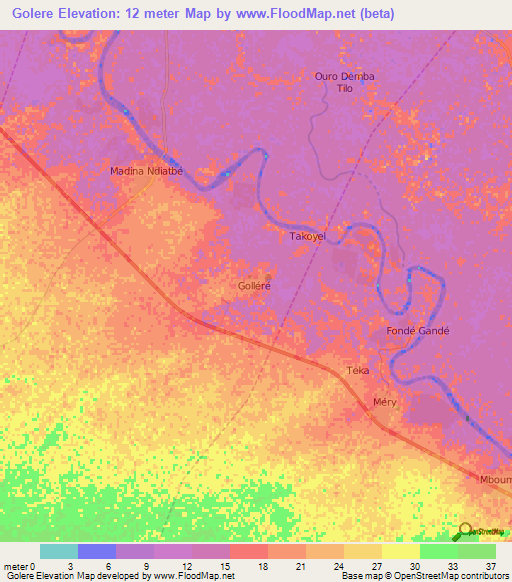 Golere,Senegal Elevation Map