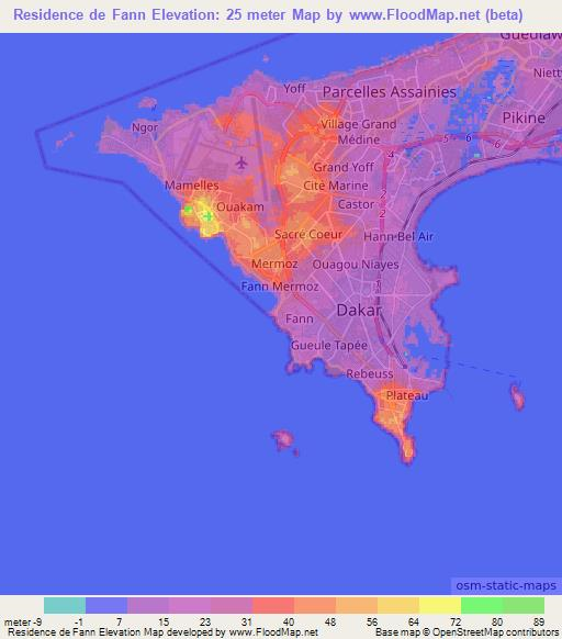 Residence de Fann,Senegal Elevation Map