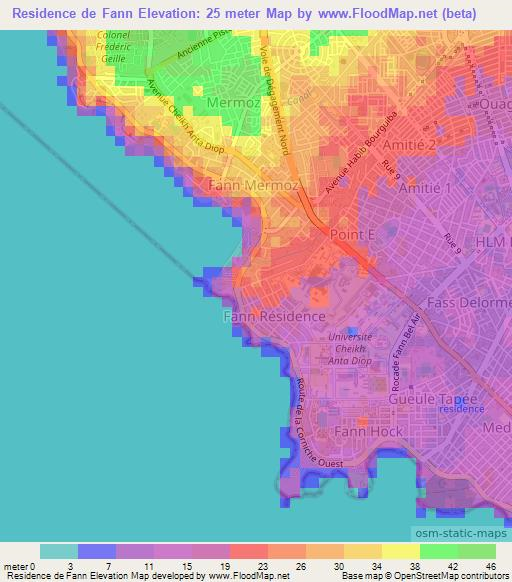 Residence de Fann,Senegal Elevation Map