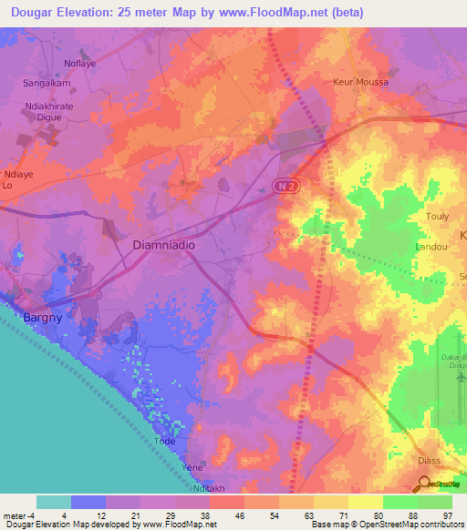 Dougar,Senegal Elevation Map