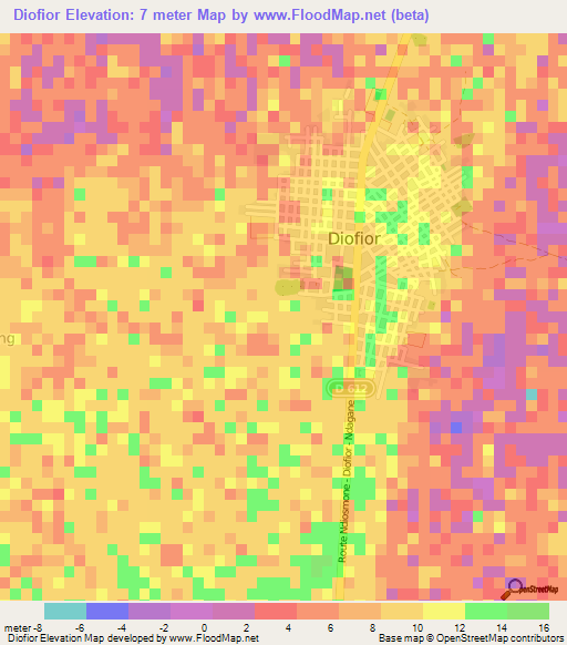 Diofior,Senegal Elevation Map