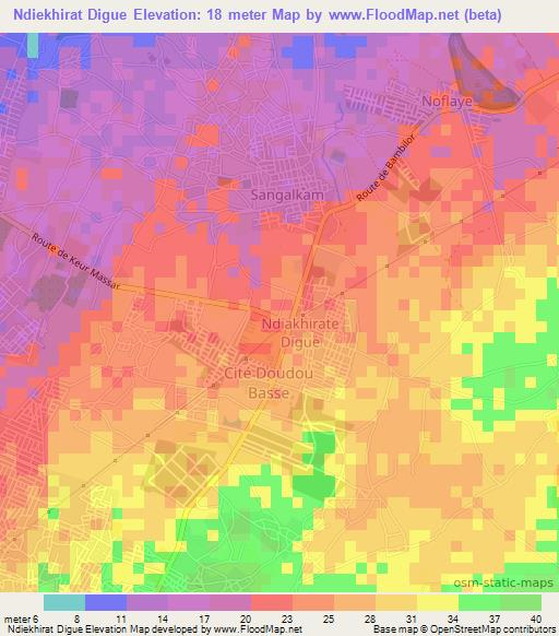 Ndiekhirat Digue,Senegal Elevation Map