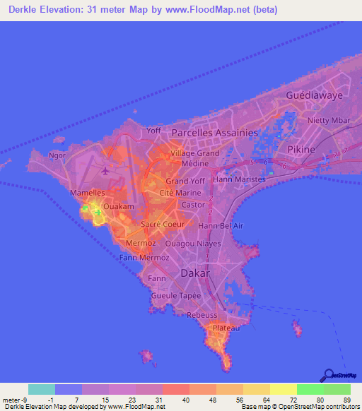 Derkle,Senegal Elevation Map